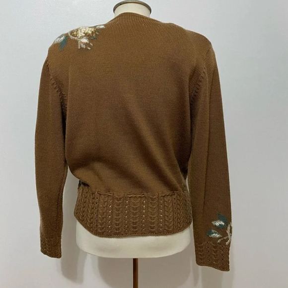 Vintage - 90’s Susan Bristol Hand Embroidered Floral Roses Cardigan - Picture 4 of 10